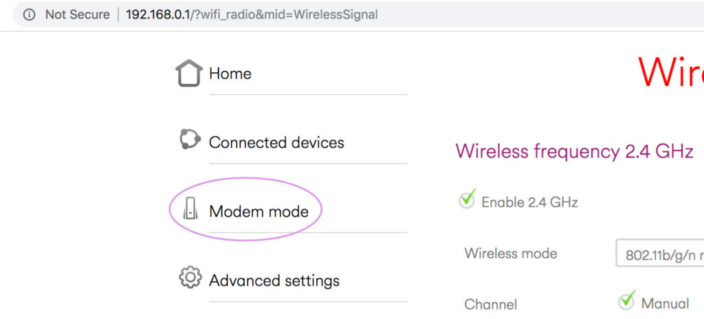 Set Hub 3 as Modem Device